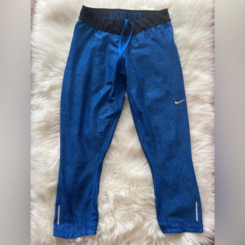 Nike Dri-fit royal blue Leggings Workout Pants,  Stretchy Zip Pocket. Sz M.